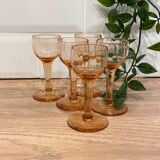 Set of 5 pink liquor glasses