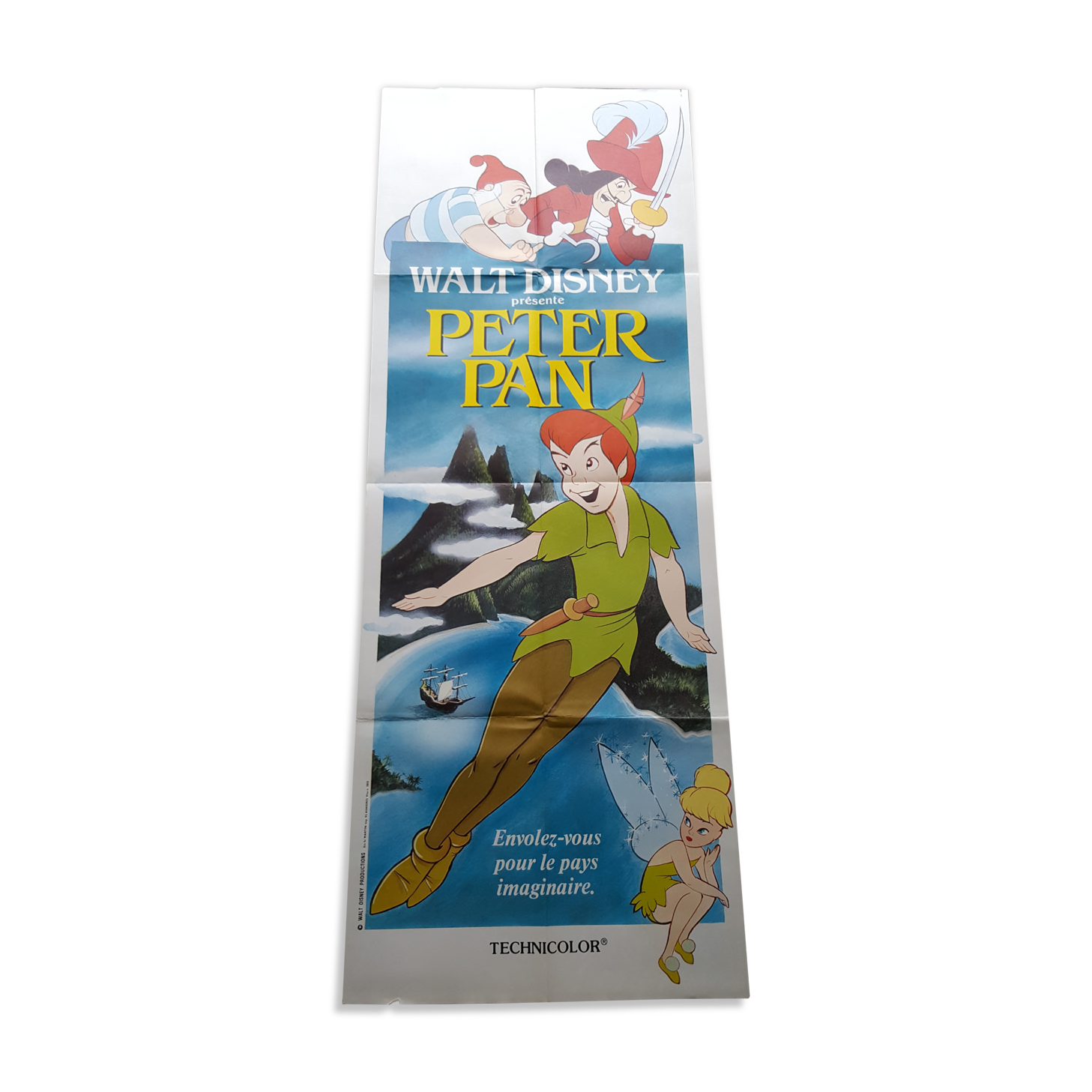 Affiche cinéma originale Walt Disney 1974 Peter Pan 60X160cm