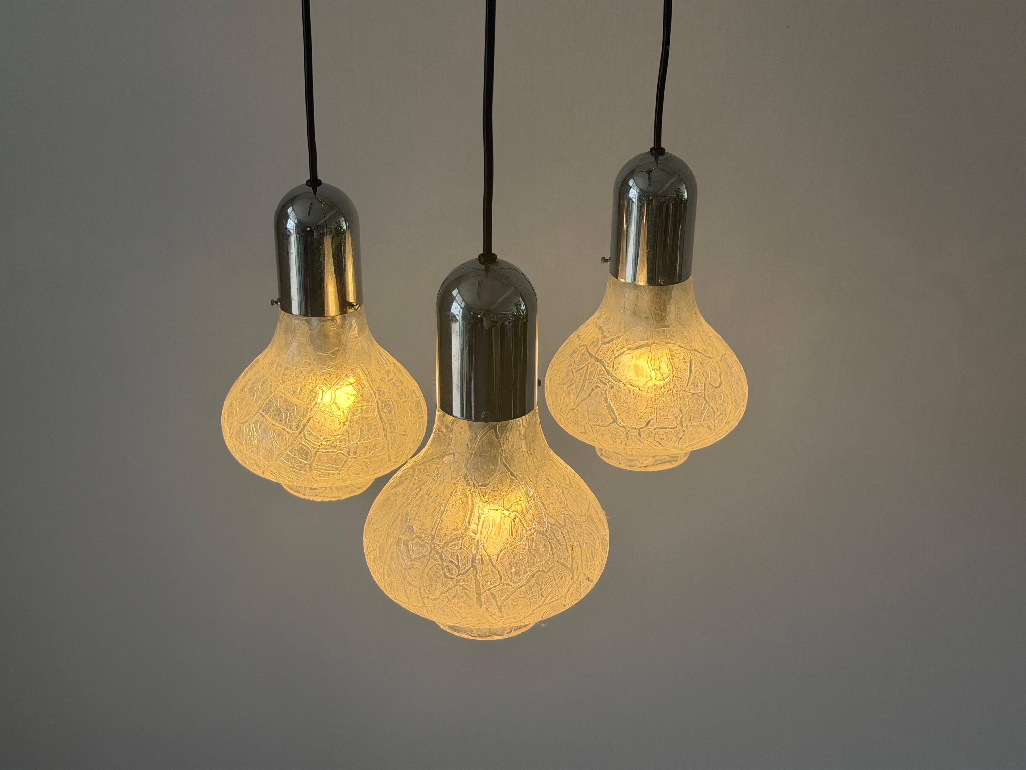 Cascade lamp with 3 glass and chrome shades by WILA, 1960s, Germany