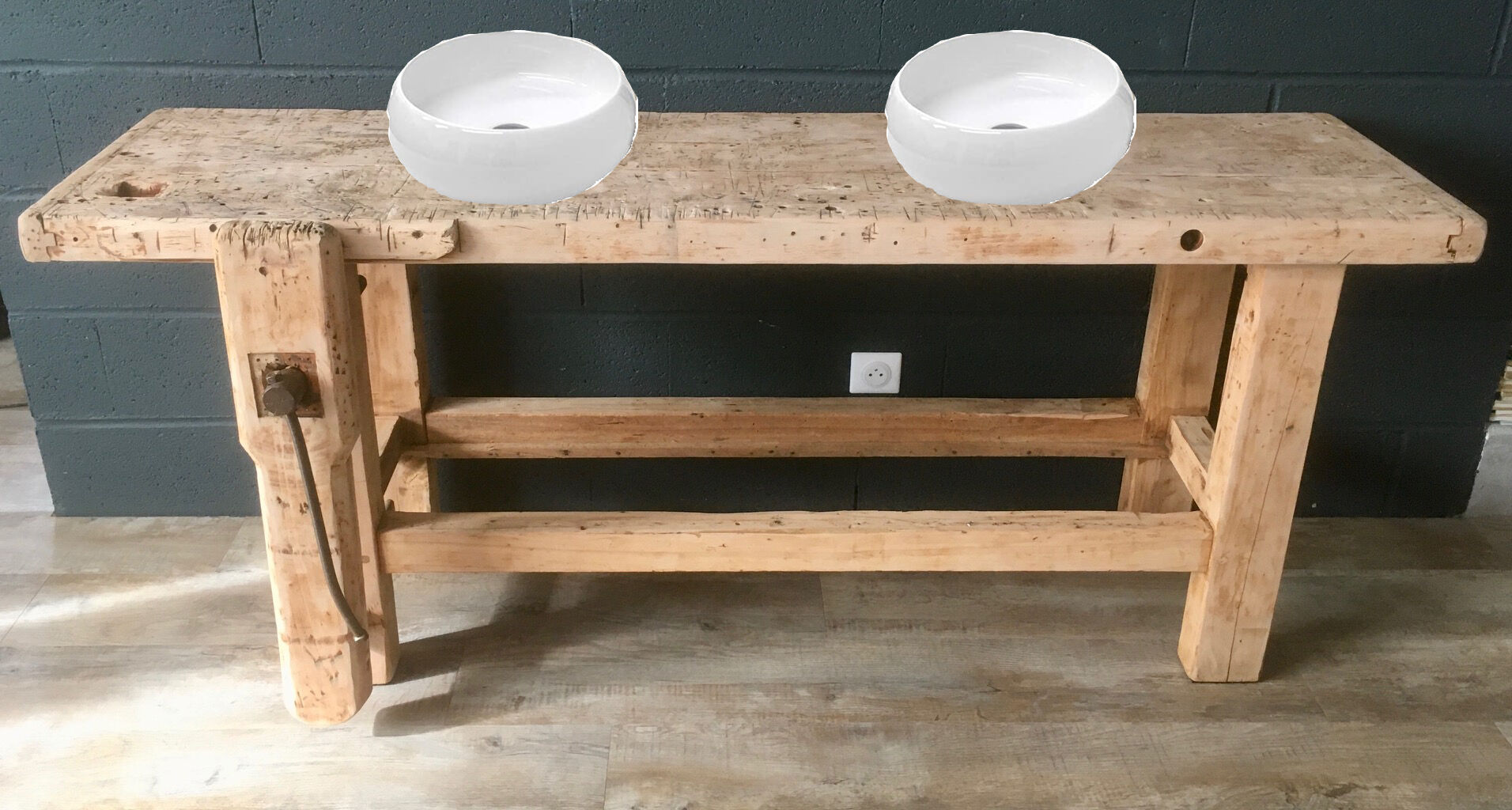 Antique workbench in light wood