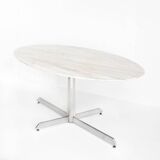 Dining table Roche Bobois. Metal and white marble. France, 1960s