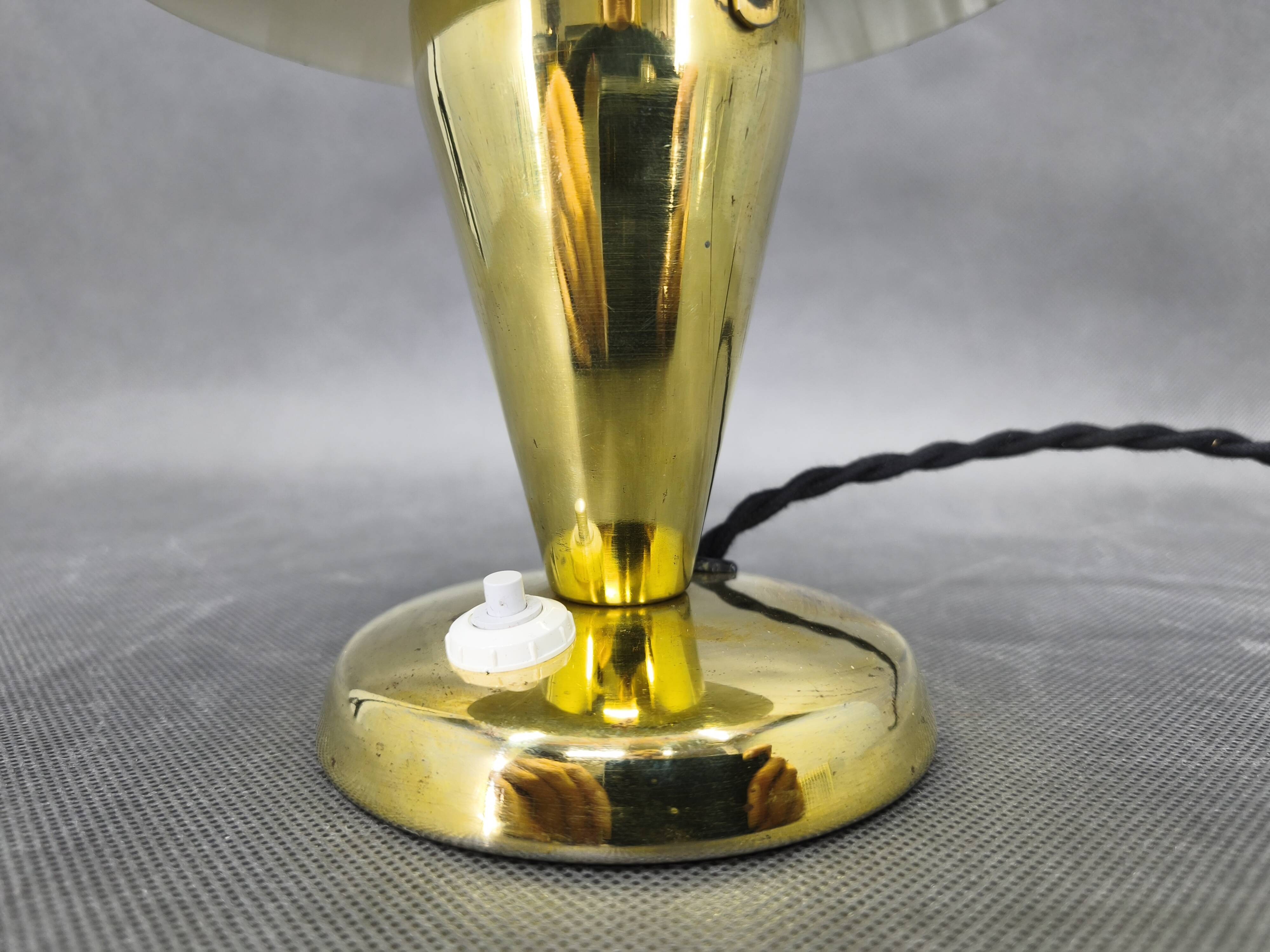 Bauhaus Brass Adjustable Table Lamp, 1930s Czechoslovakia