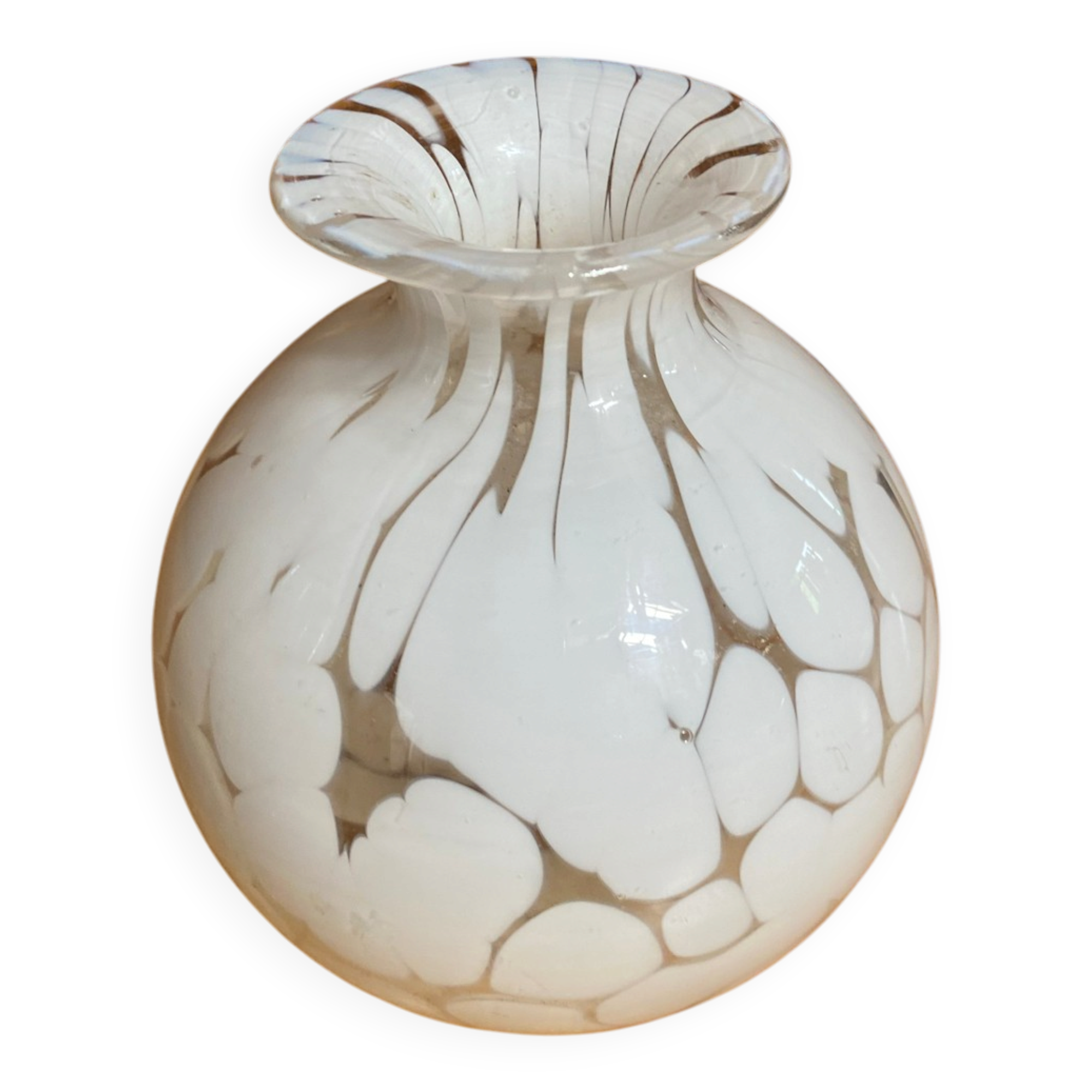 Murano speckled glass ball vase, vintage soliflore.