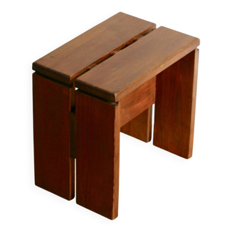 Large stool, selection by Charlotte Perriand for Les Arcs, France, 1960