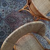 Pair of armchairs in braided rattan 70s