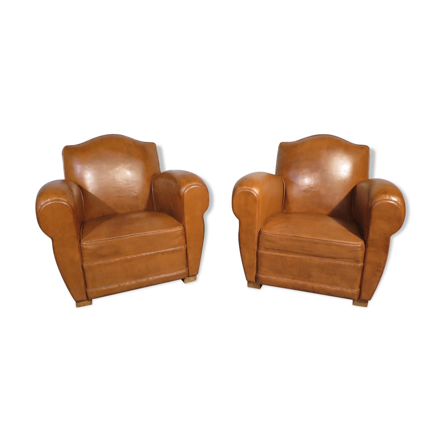 Pair of leather club chairs