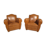 Pair of leather club chairs