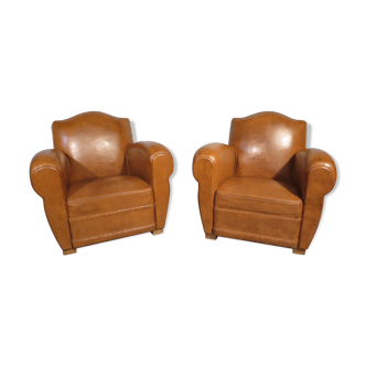 Pair of leather club chairs