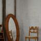 Large oval wall mirror in solid pine by Glasmäster Markaryd, Sweden, 1960s.