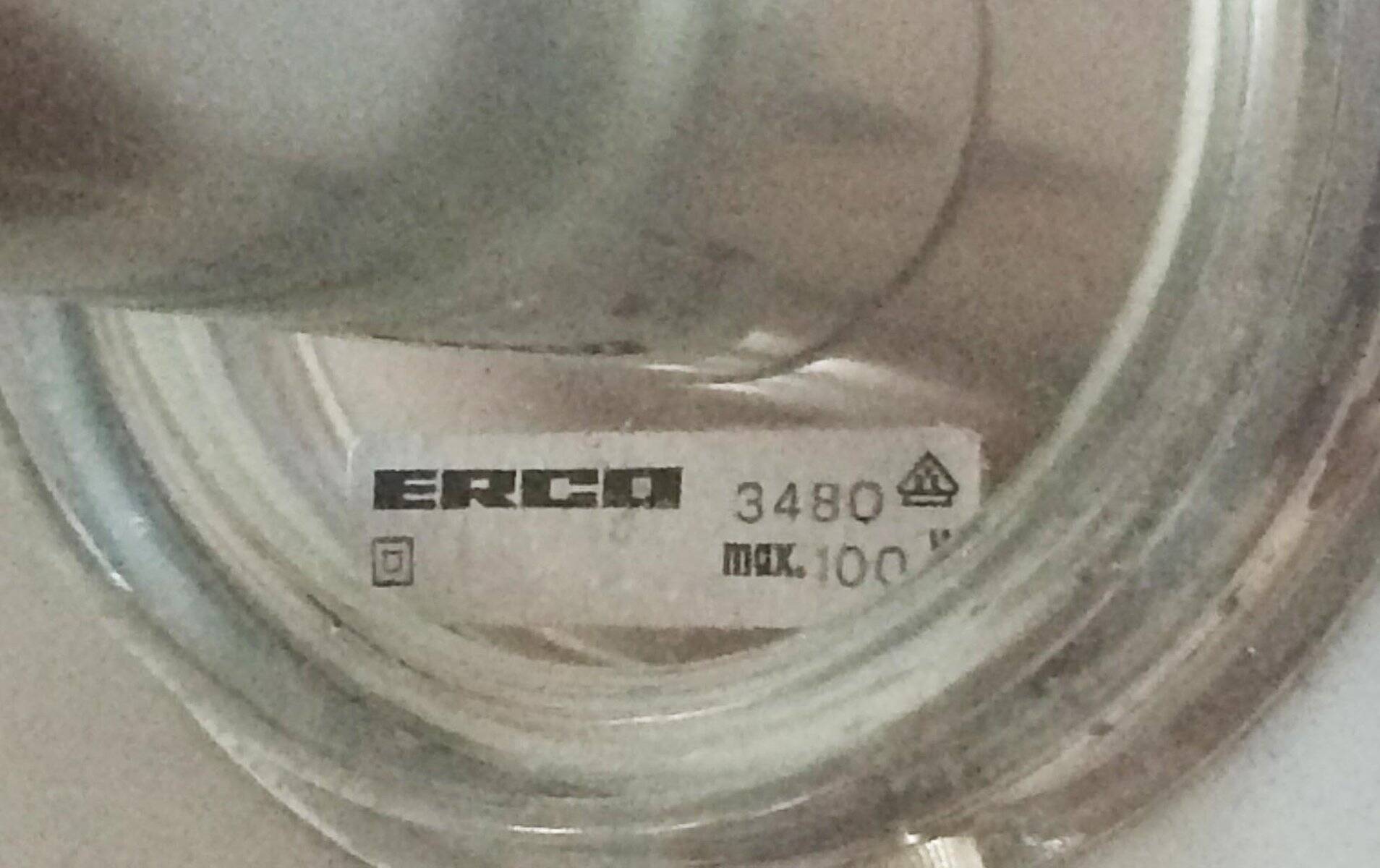 Mid-century glass and marble table lamp 3480 by Erco, 1960s.