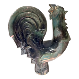 Flamed stoneware rooster signed Rambervillers