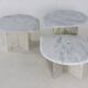 Ensemble de 3 tables d'appoint en marbre en forme de goutte d'eau, table basse vintage.
