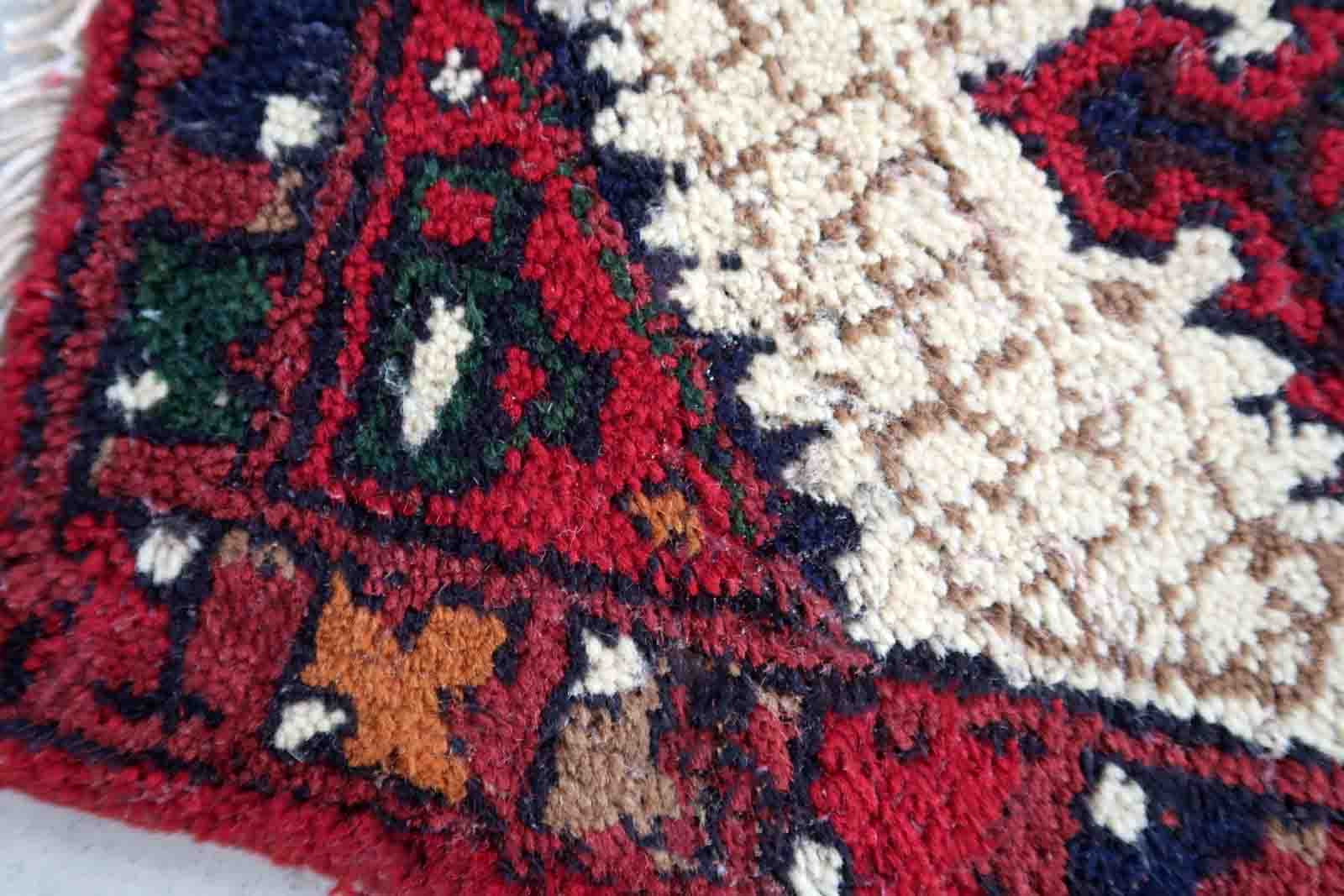 Vintage Persian carpet Hamadan handmade 41cm x 59cm 1970s