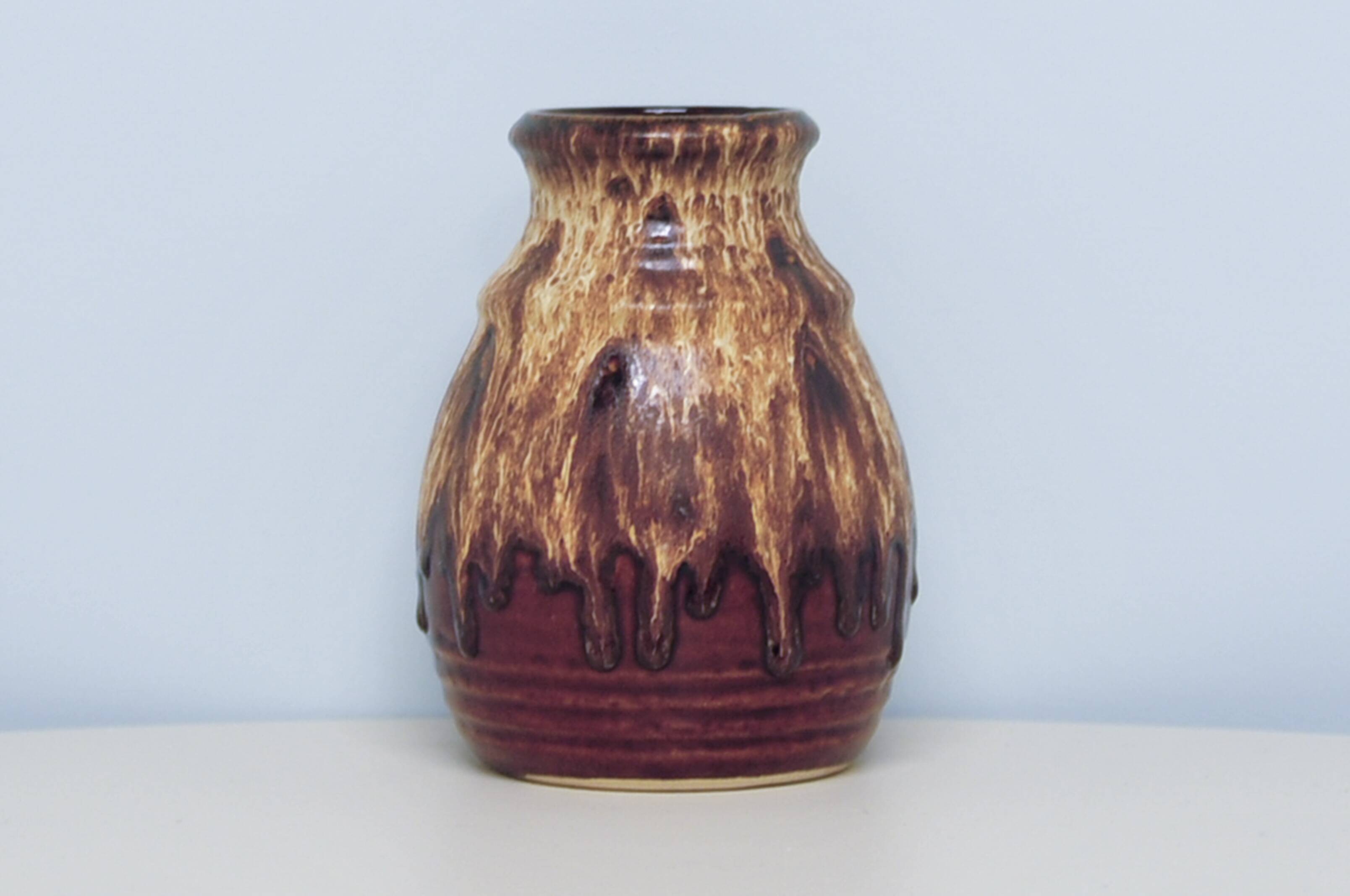 vintage brown & beige dripping West Germany vase (2)