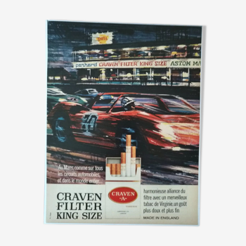 Publicité papier couleur cigarette Craven issue revue d'époque