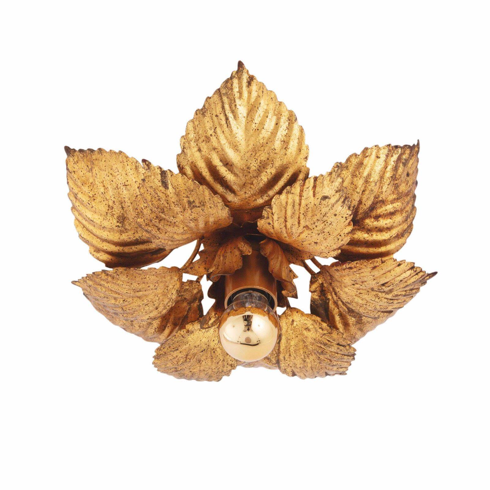 Vintage Italian Gold Leaf Flush Mount Or Wall Sconce