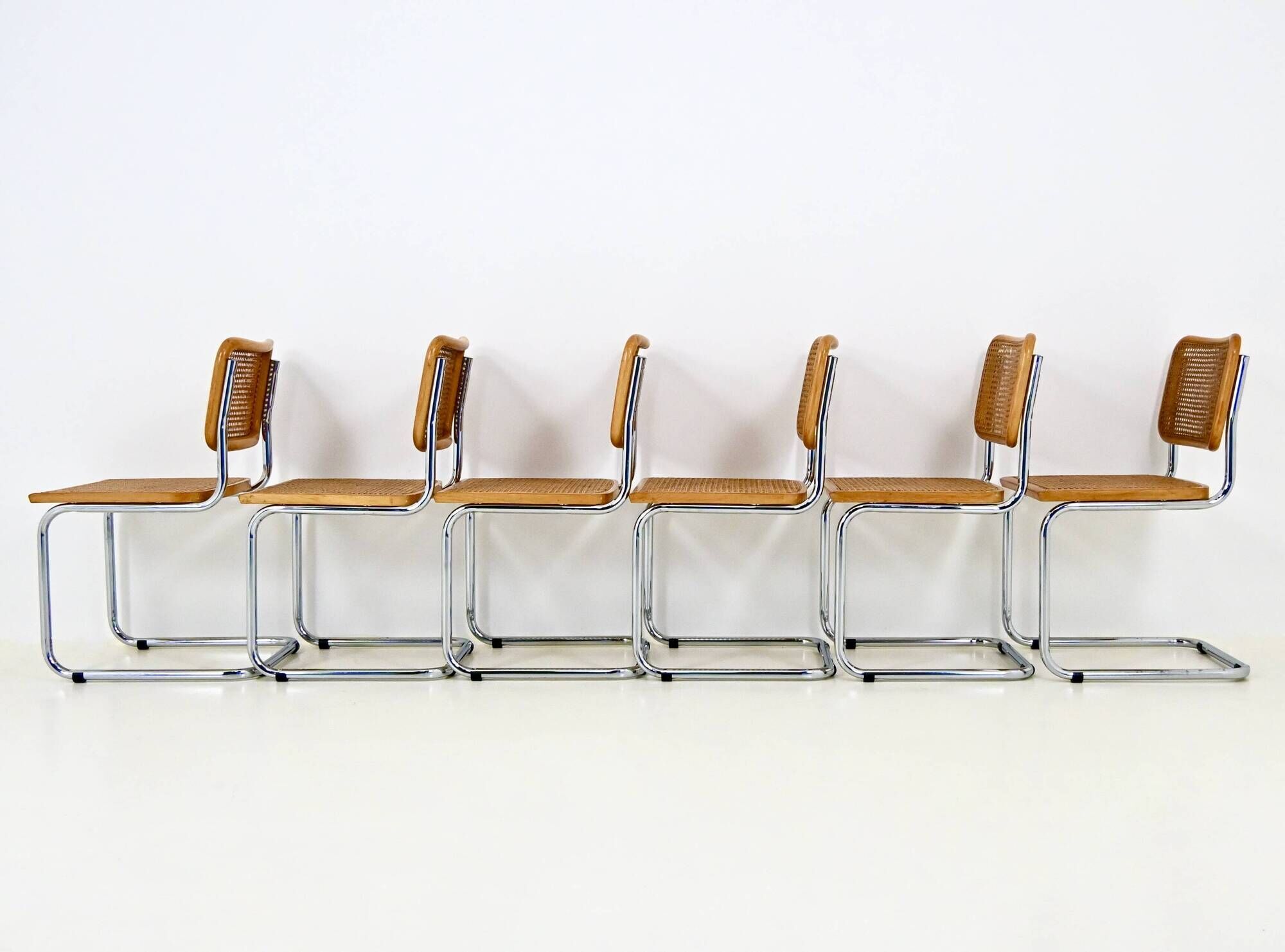 Set of 6 B32 style dining chairs by Marcel Breuer.