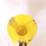 Vase en verre soufflé des années 60, jaune vif et noir