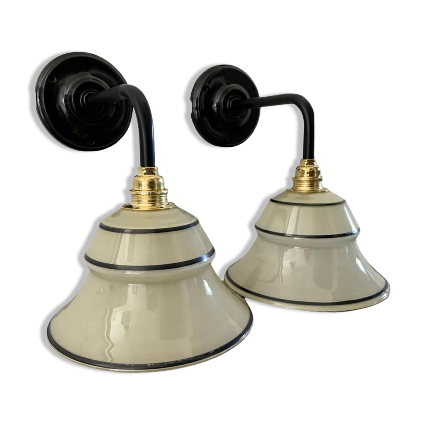 Set of two new electrified Art Deco wall lamps