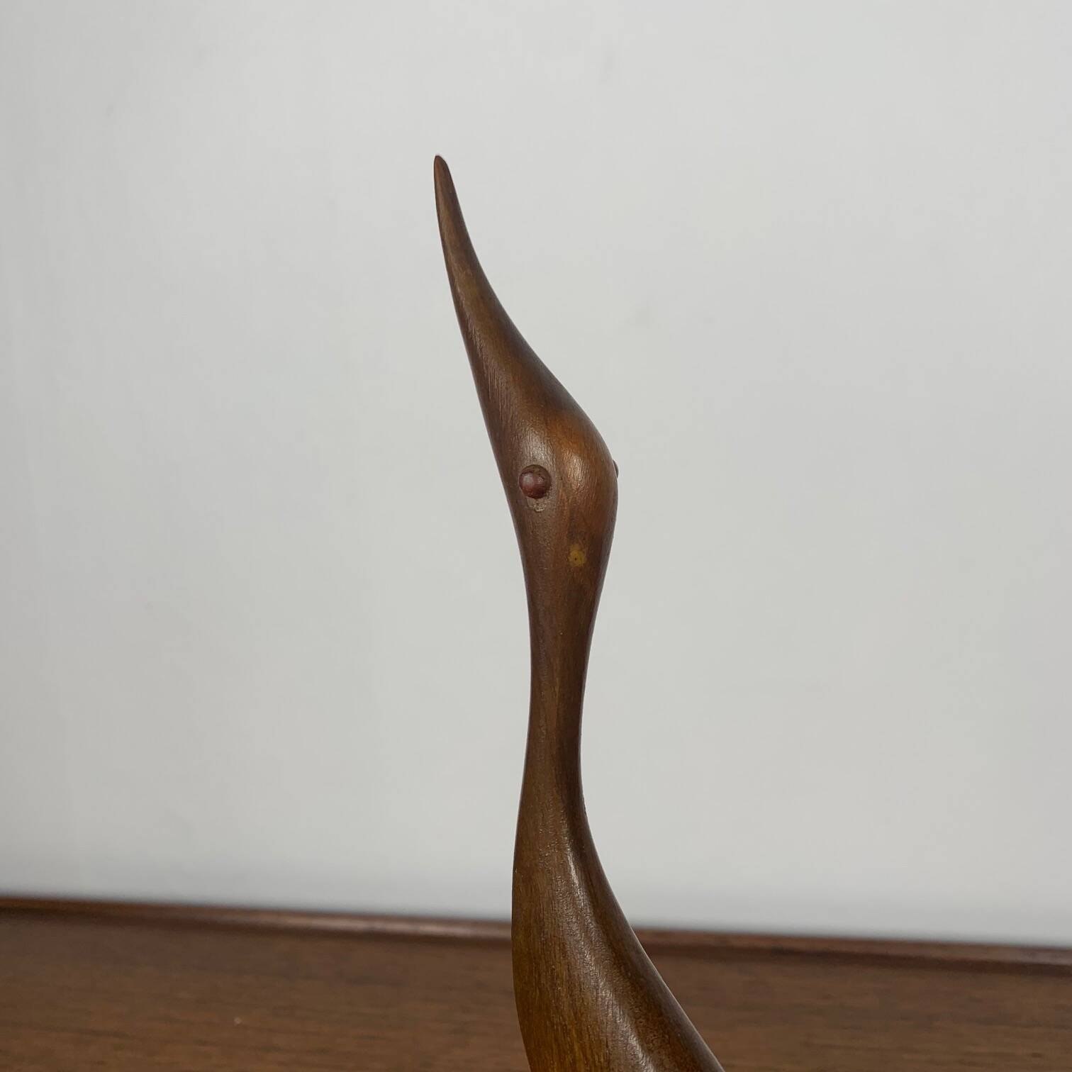 Teak Heron Statuette, Midcentury Modern