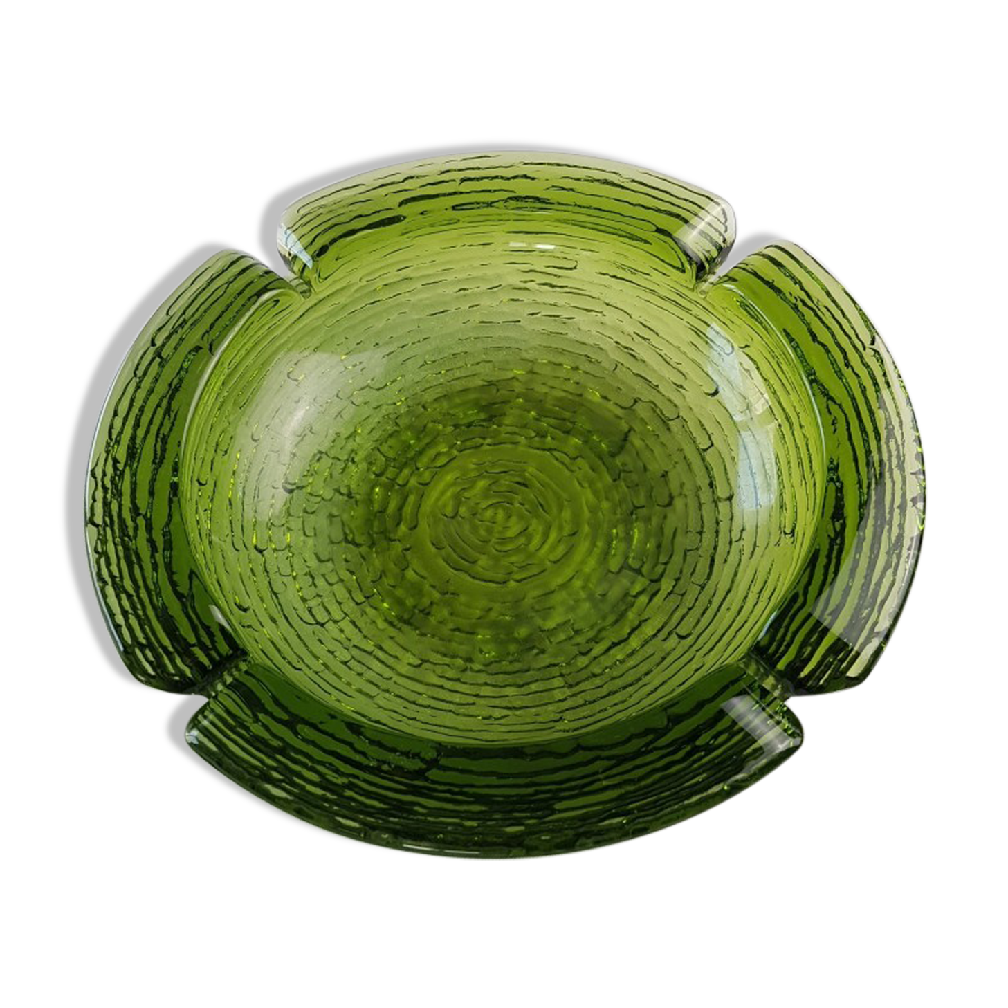 Green molded glass ashtray