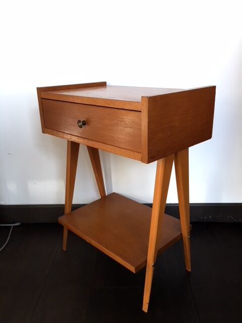 Bedside feet compass blond beech around 1950 vintage