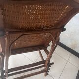 Fauteuil chaise longue rotin ancienne début 20ème