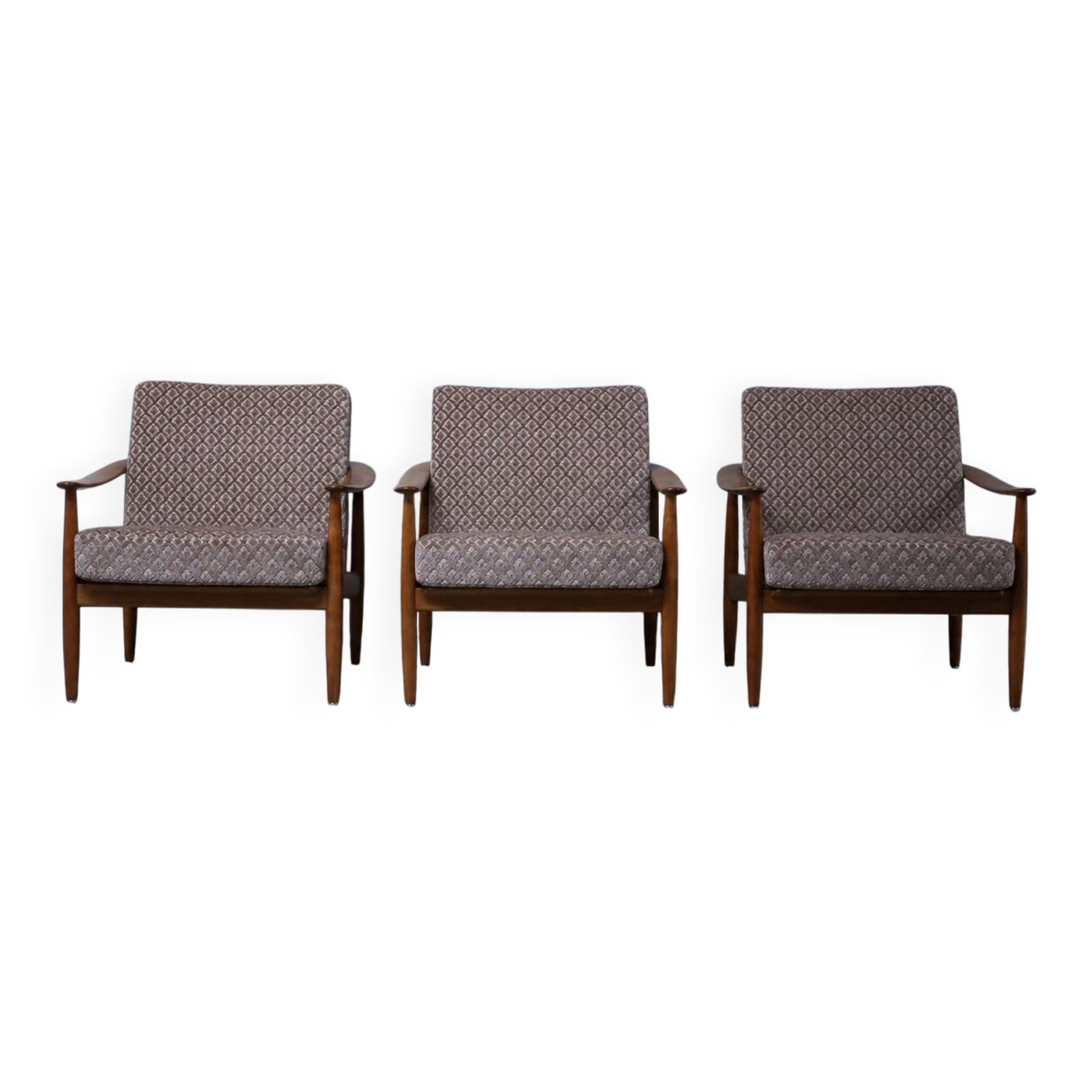 Set of 3 Scandinavian armchairs by Carl Straub - Vintage 1950s 1960s