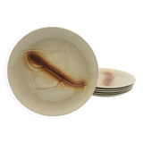 6 antique fish plates, St Amand earthenware