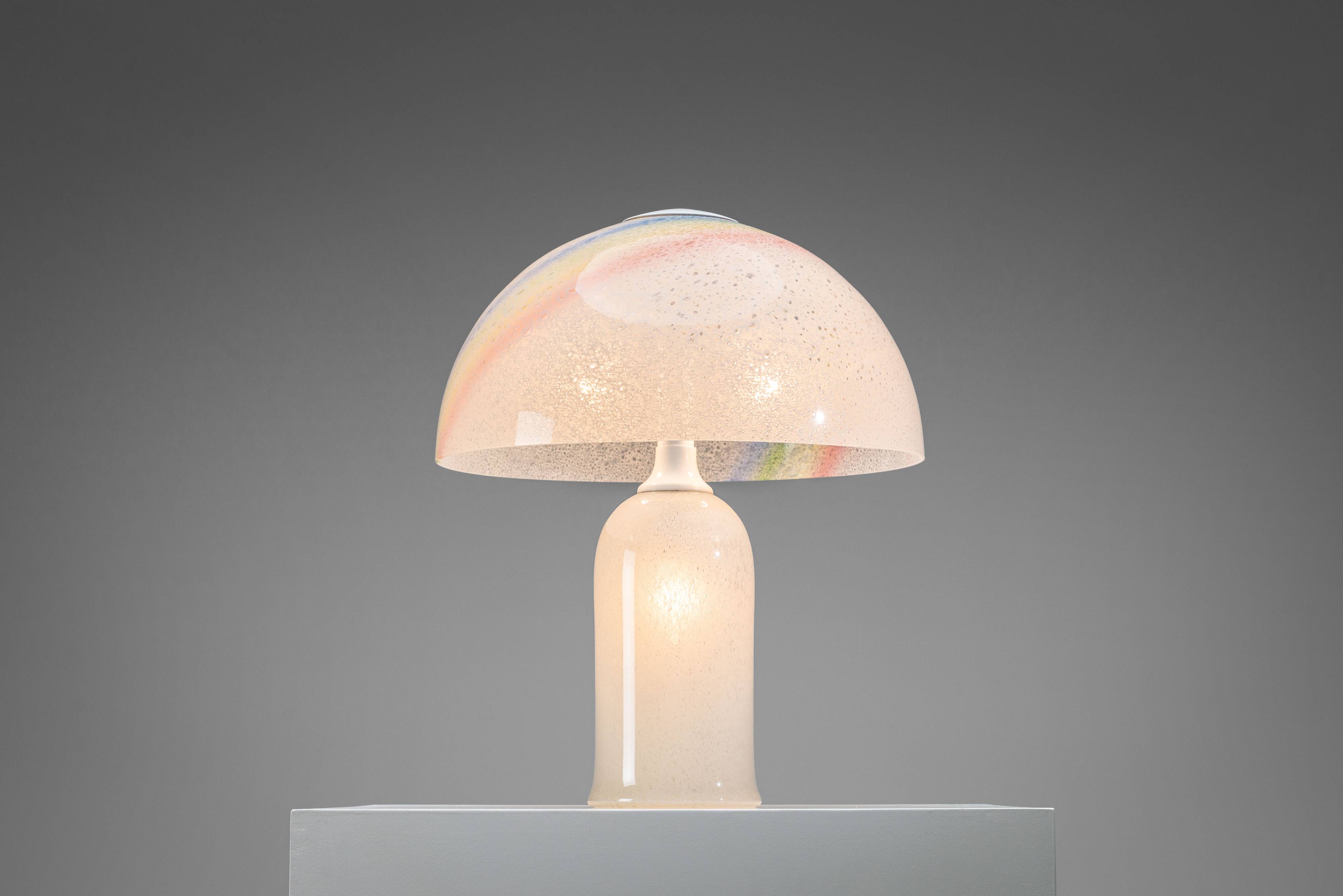 Doria table lamp in bubble glass with rainbow coloured details