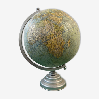 Globe G Thomas in aluminum world map 1950