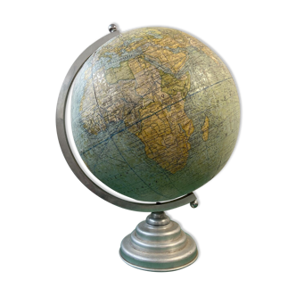 Globe G Thomas in aluminum world map 1950