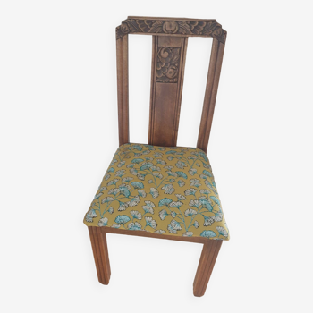 Vintage wooden chair carved drawing flowers
