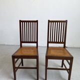 Set of 2 Oak and Cane Chairs by Hans Vollmer for Prag-Rudniker Wickerwork