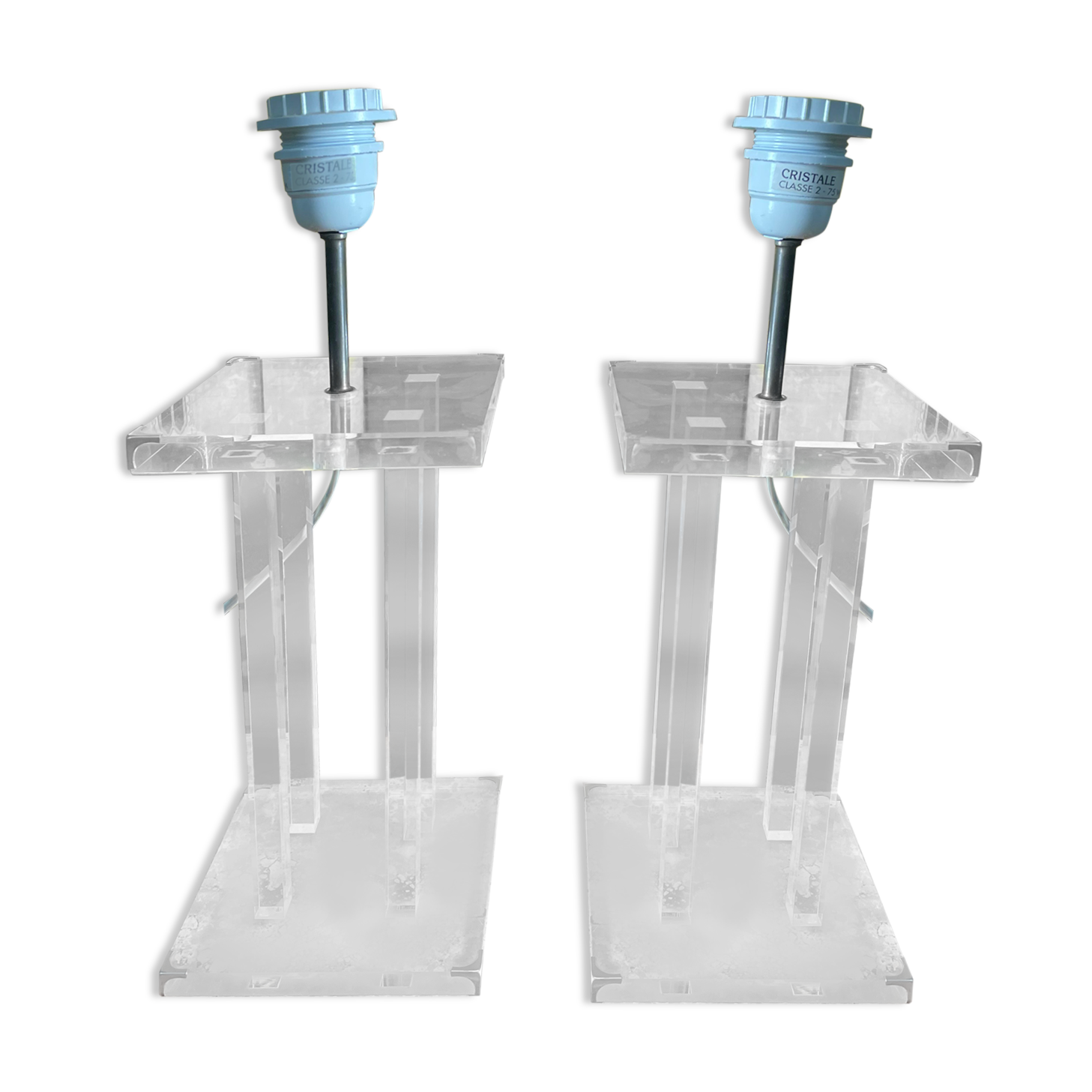 Paire de pieds de lampe en plexigas David Lange