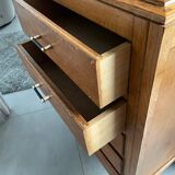High chest of drawers with 5 drawers, vintage oak, 1950s