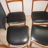 4 Scandinavian chairs teak and skai 1960