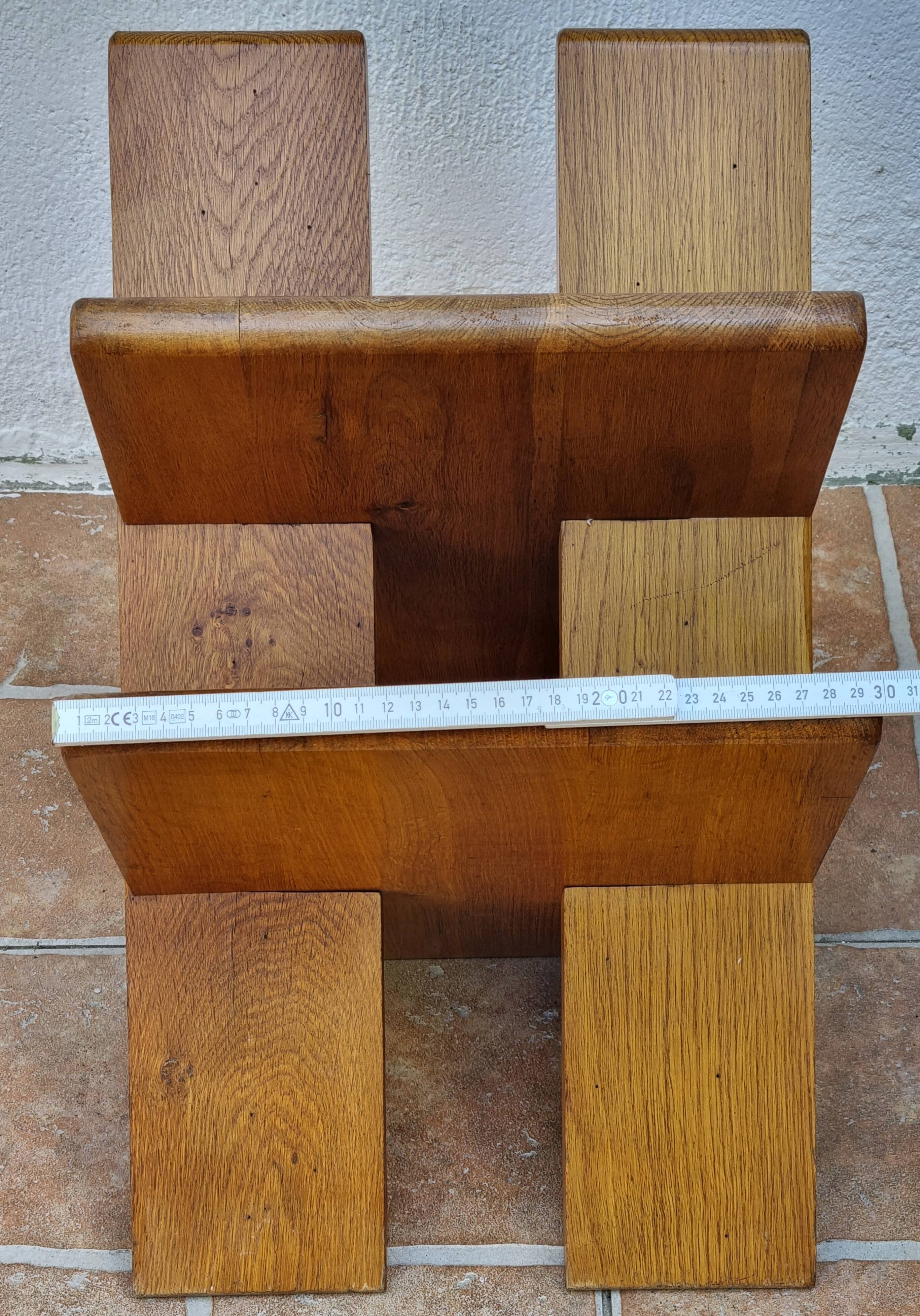 Porte-revues “Palabres” vintage en bois massif démontable, années 70, 40 cm