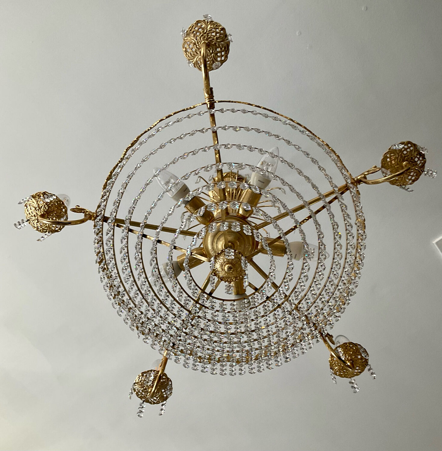 Waterfall chandelier with crystal tassels