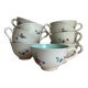 Set of 9 floral Luneville porcelain coffee cups with gold edges