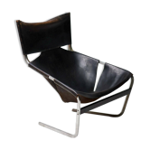 Chaise longue Pierre Paulin F444 en cuir noir - Tout original, Vintage
