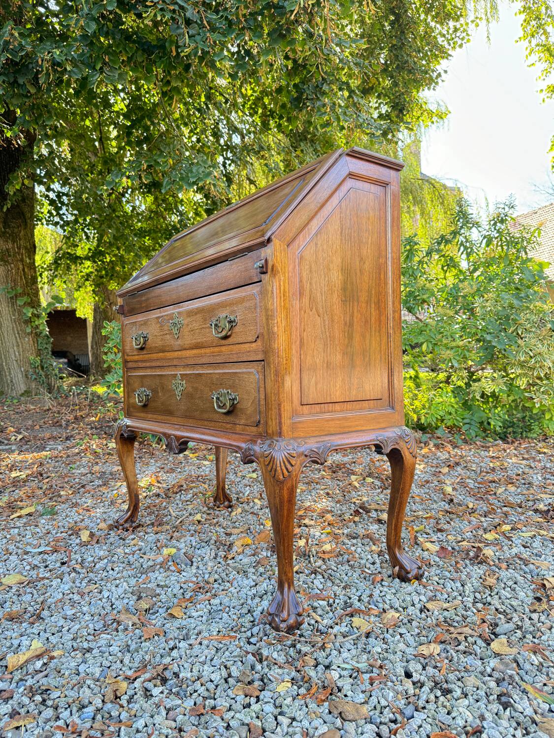Chippendale Style Mahogany Slant-Leaf Desk/Secretary