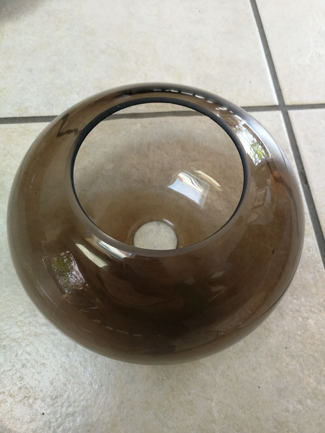 Chandelier 3 balls smoked glass 70's