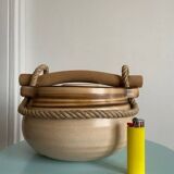 Roped soup tureen in stoneware from the potters of the Salins-les-Bains Abbey