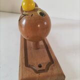 Vintage wooden children's coat rack - smiling heads hooks