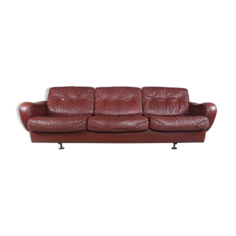 1970s Retro Brown Leather Sofa By Madsen & Schubell