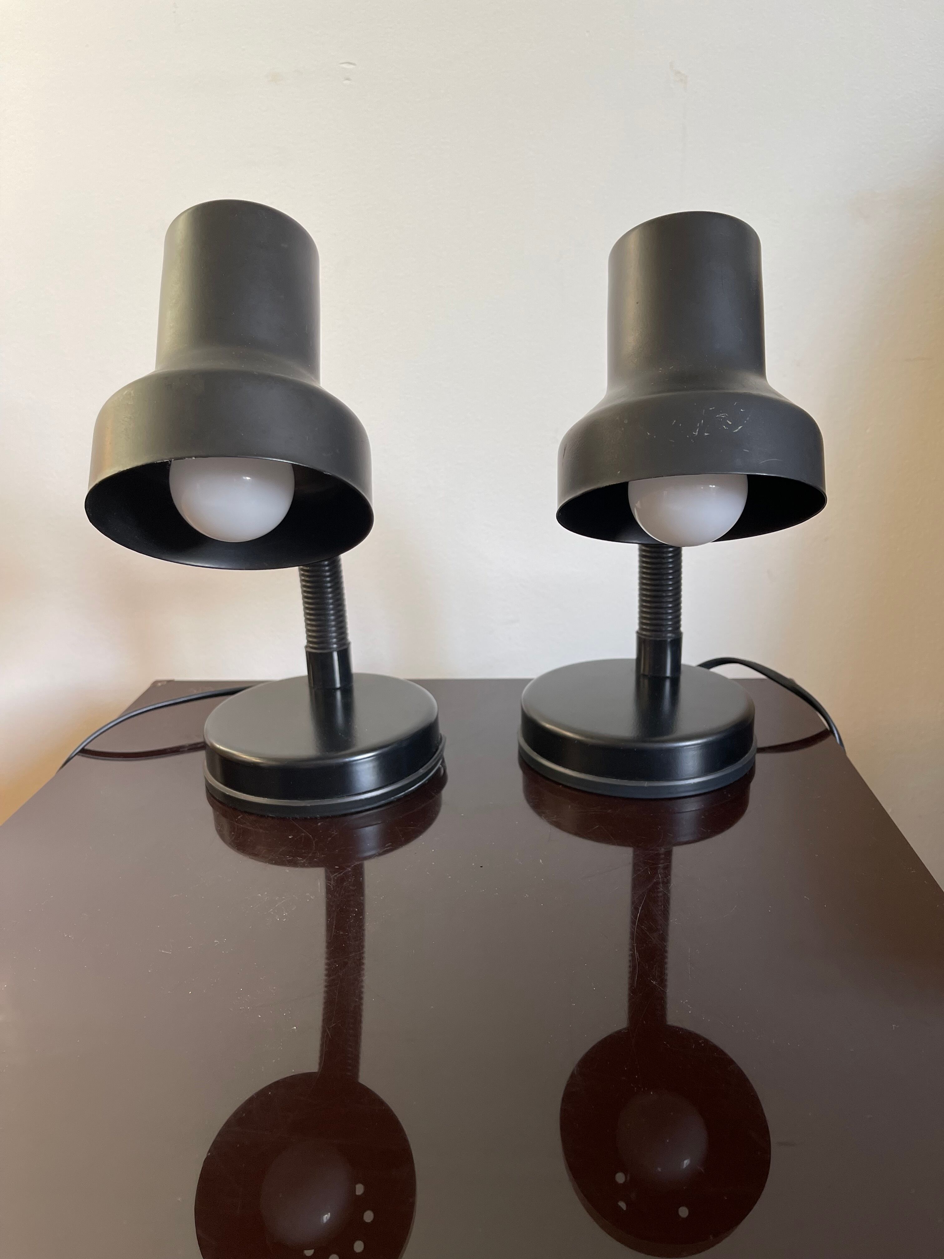 Pair of black Italian bedside lamps
