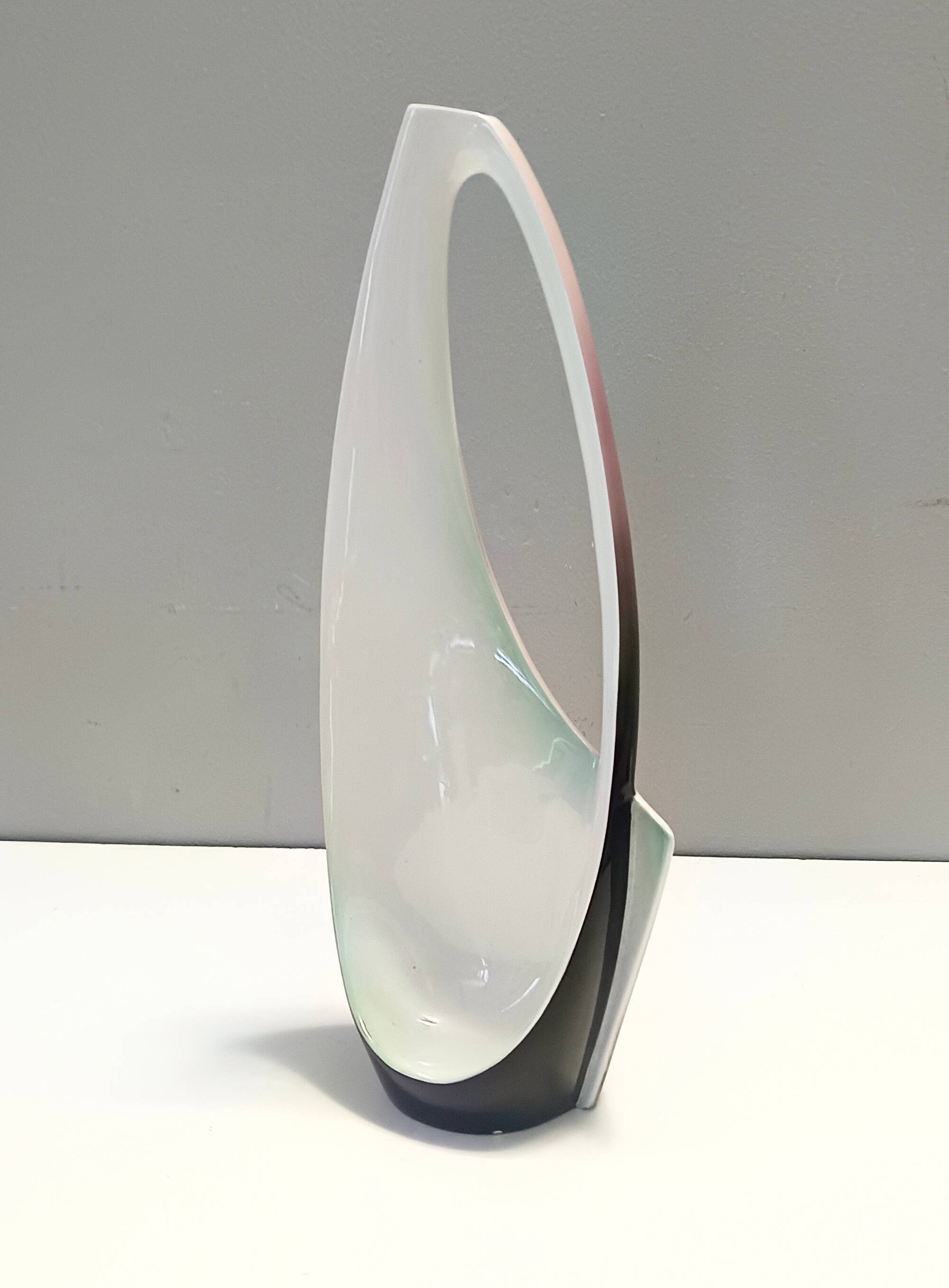 Purple, Pink and White Hand-Painted Ceramic Vase by Ariele, Turin, Italy