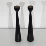 Pair of Scandinavian wooden candlesticks 1960