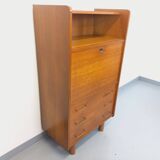 Vintage oak secretary storage furniture from the 1950s and 60s.